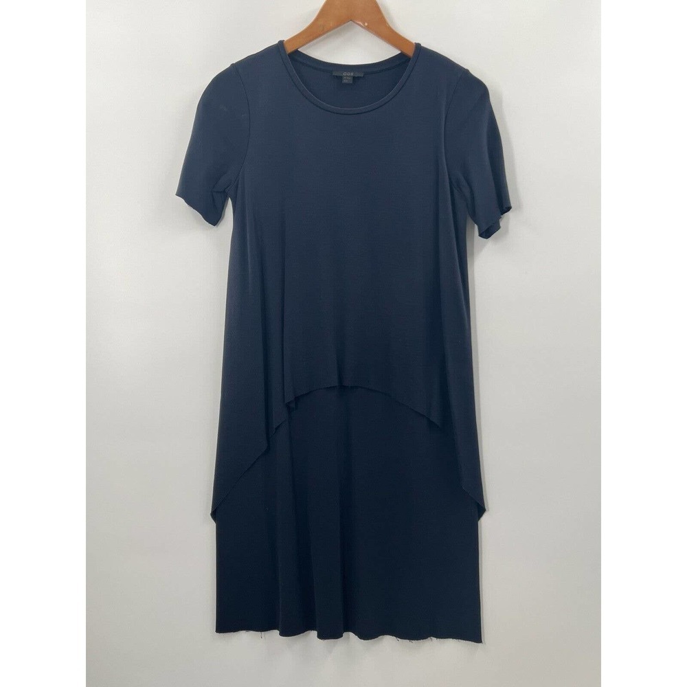 COS Women’s Short Sleeve Knit Dress Frayed Hem Style Overlay Navy Blue Size 2/4